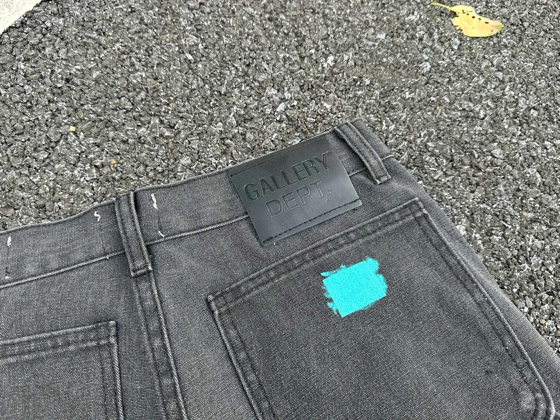 P240💰GA01 GALLERY DEPT. Spliced ​​washed retro jeans for men and women, high street splash pants, micro-flared casual trousers, trendy couples, the same style. Color: washed gray Size: 28 30 32 34 36 (corresponds to S M L XL XXL)